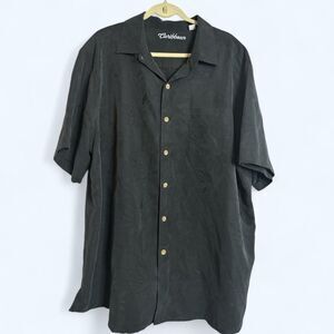 Caribbean Men’s Black Tropical shirt with wooden buttons